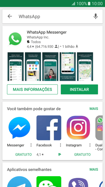 Pressione WhatsApp Messenger. Pressione WhatsApp Messenger.
