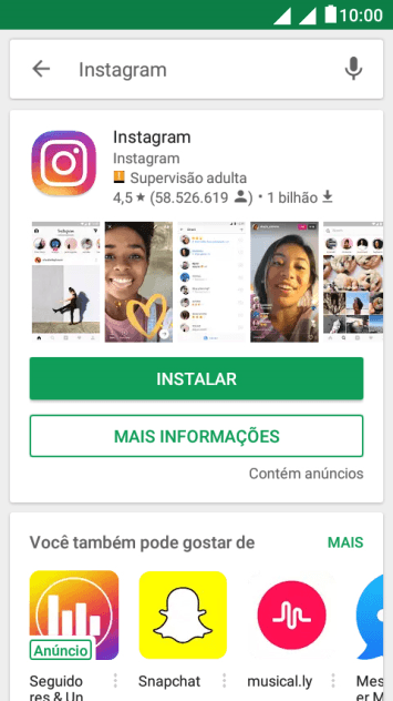 Pressione Instagram. Pressione Instagram.