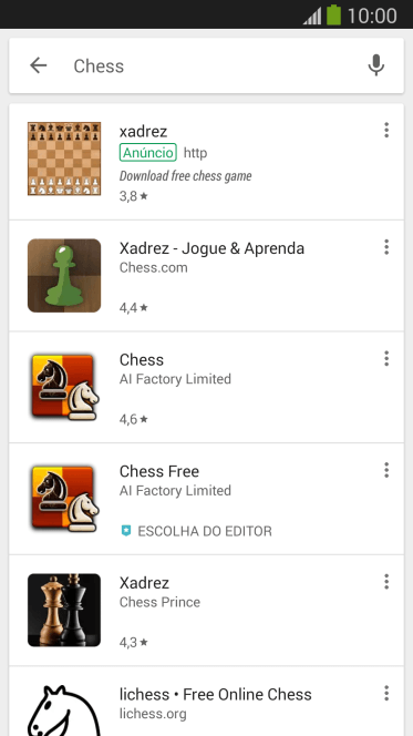 Pressione o app desejado. Pressione o app desejado.