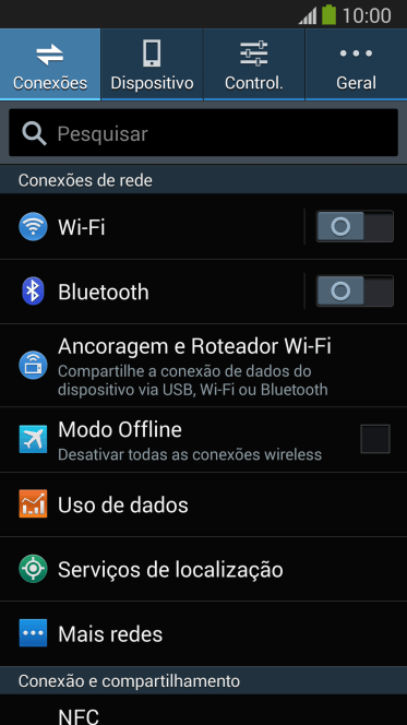 Pressione Conexões. Pressione Conexões.