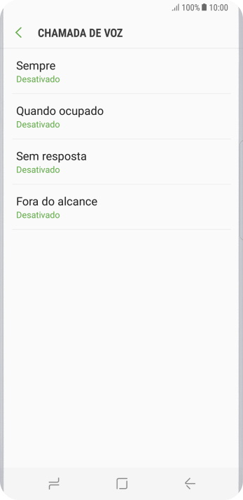 Pressione o tipo de encaminhamento desejado. Pressione o tipo de encaminhamento desejado.
