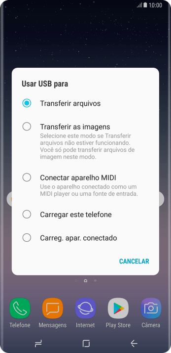 Pressione Transferir arquivos para ativar a função. Pressione Transferir arquivos para ativar a função.
