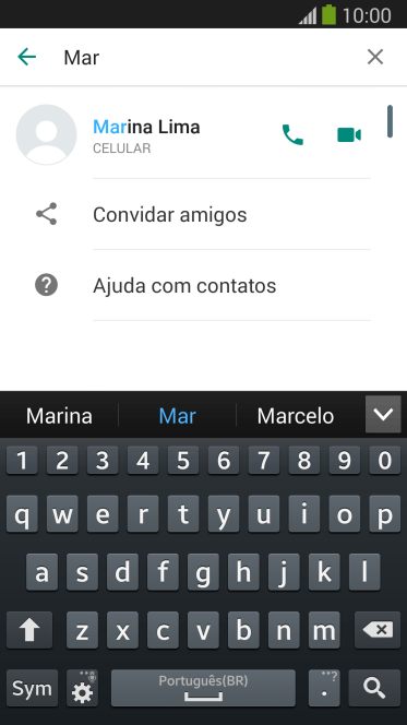 Pressione o ícone de chamada de voz para realizar uma chamada de voz para o contato. Pressione o ícone de chamada de voz para realizar uma chamada de voz para o contato.