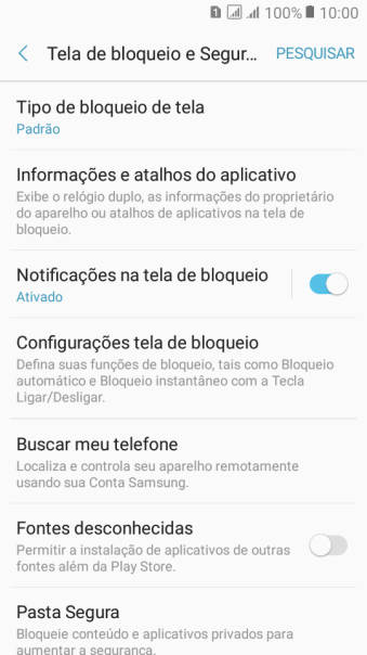 Pressione Tipo de bloqueio de tela, e digite o código de bloqueio atual. Pressione Tipo de bloqueio de tela, e digite o código de bloqueio atual.