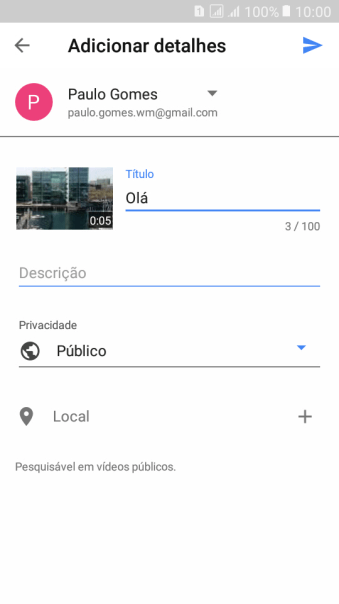 Pressione o ícone de fazer upload. Pressione o ícone de fazer upload.