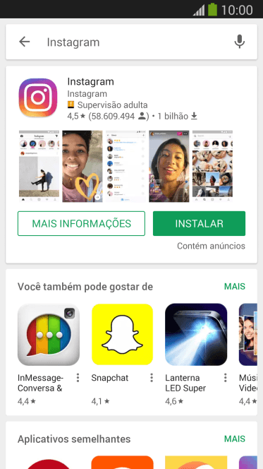 Pressione Instagram. Pressione Instagram.