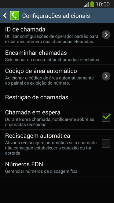 Pressione Restrição de chamadas. Pressione Restrição de chamadas.