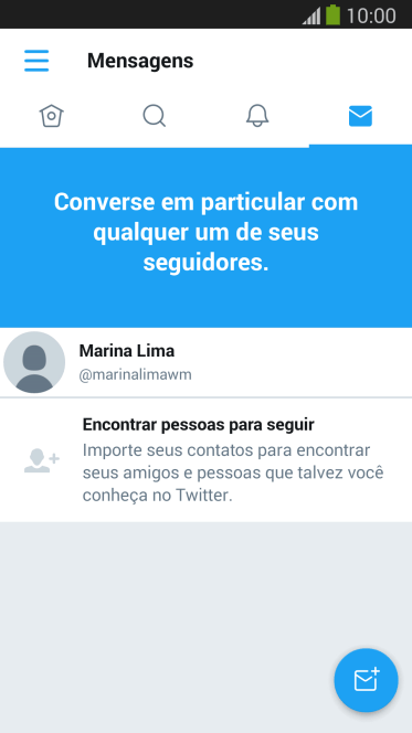 Pressione o ícone de nova mensagem. Pressione o ícone de nova mensagem.