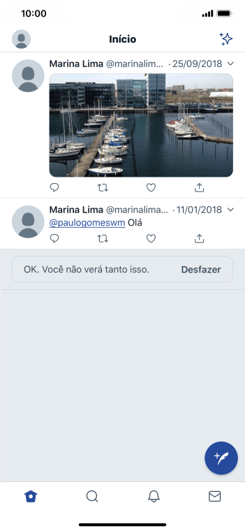 Pressione o ícone de novo tweet. Pressione o ícone de novo tweet.