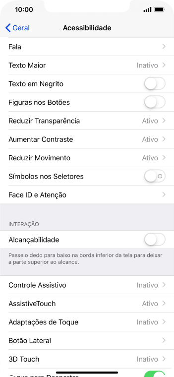 Pressione Fala, e siga as indicações da tela para selecionar as configurações desejadas. Pressione Fala, e siga as indicações da tela para selecionar as configurações desejadas.