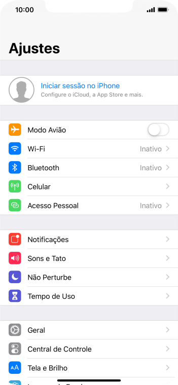 Pressione Iniciar sessão no iPhone. Pressione Iniciar sessão no iPhone.