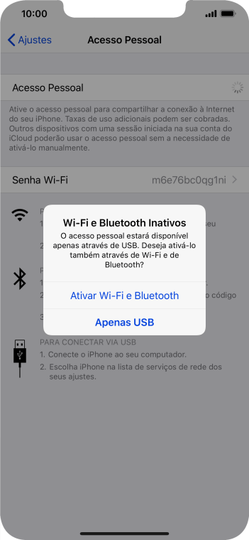 Se o Wi-Fi estiver desativado, você deve pressionar Ativar Wi-Fi e Bluetooth. Se o Wi-Fi estiver desativado, você deve pressionar Ativar Wi-Fi e Bluetooth.