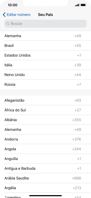 Pressione o país desejado. Pressione o país desejado.