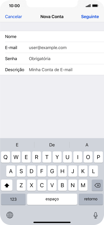 Pressione E-mail, e digite o endereço de e-mail. Pressione E-mail, e digite o endereço de e-mail.