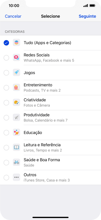 Pressione as categorias desejadas. Pressione as categorias desejadas.