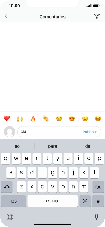 Digite o texto, e pressione Publicar. Digite o texto, e pressione Publicar.