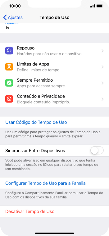 Pressione Configurar Tempo de Uso para a Família e siga as indicações da tela para selecionar as configurações de tempo de uso para a família. Pressione Configurar Tempo de Uso para a Família e siga as indicações da tela para selecionar as configurações de tempo de uso para a família.