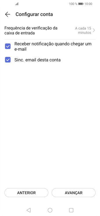 Pressione Frequência de verificação da caixa de entrada. Pressione Frequência de verificação da caixa de entrada.