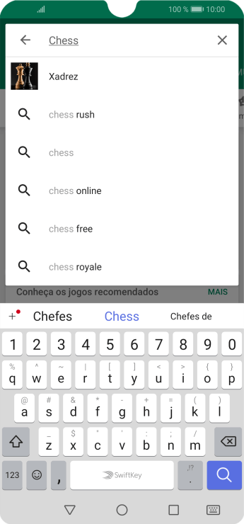 Insira o nome ou assunto do app desejado, e pressione o ícone de busca. Insira o nome ou assunto do app desejado, e pressione o ícone de busca.