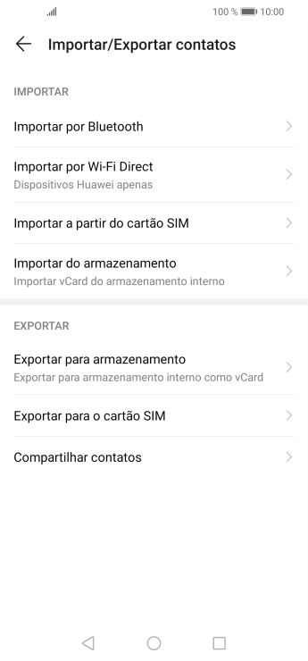 Pressione Importar a partir do cartão SIM. Pressione Importar a partir do cartão SIM.