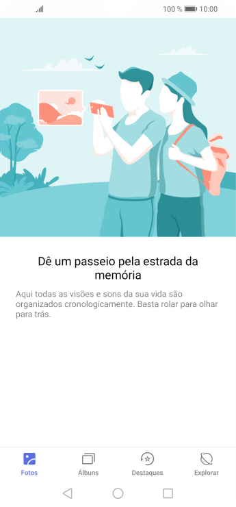 Pressione Álbuns, e navegue até a pasta desejada. Pressione Álbuns, e navegue até a pasta desejada.