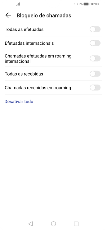 Pressione o indicador ao lado do tipo de bloqueio desejado para ativar ou desativar a função. Pressione o indicador ao lado do tipo de bloqueio desejado para ativar ou desativar a função.