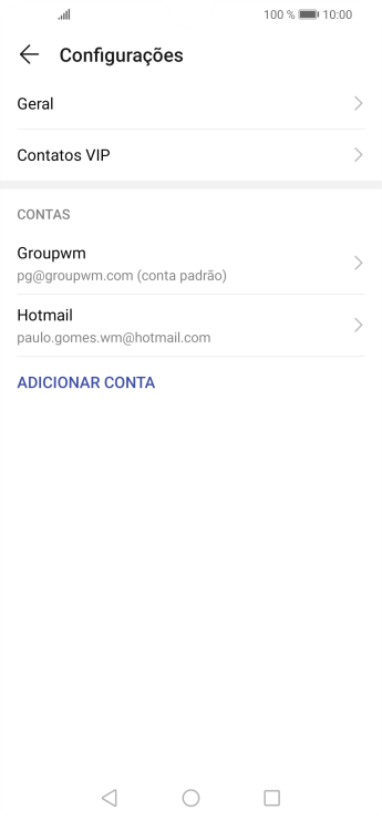 Pressione a conta de e-mail desejada. Pressione a conta de e-mail desejada.