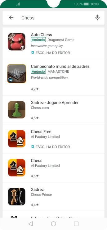 Pressione o app desejado. Pressione o app desejado.