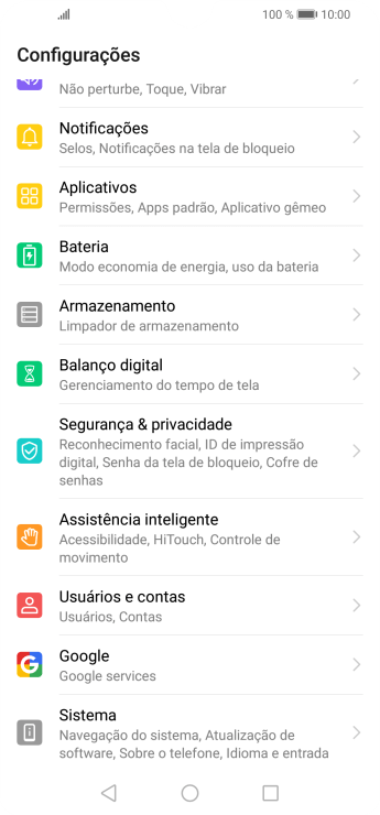 Pressione Usuários e contas. Pressione Usuários e contas.