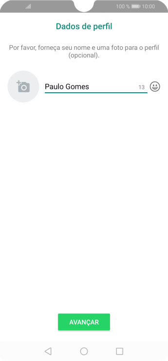 Digite o nome do usuário, e pressione AVANÇAR. Digite o nome do usuário, e pressione AVANÇAR.