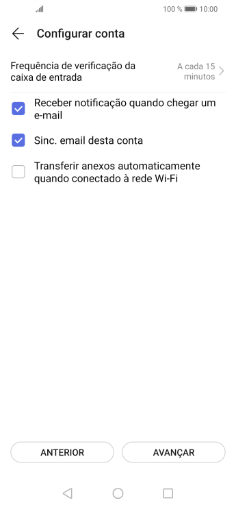 Pressione Frequência de verificação da caixa de entrada. Pressione Frequência de verificação da caixa de entrada.