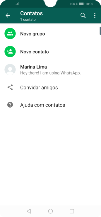 Pressione o ícone de busca, e digite as primeiras letras do nome do contato. Pressione o ícone de busca, e digite as primeiras letras do nome do contato.