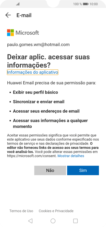 Se a tela mostrar essa imagem, sua conta foi reconhecida e configurada automaticamente. Siga as instruções da tela para inserir mais informações e finalizar a configuração. Se a tela mostrar essa imagem, sua conta foi reconhecida e configurada automaticamente. Siga as instruções da tela para inserir mais informações e finalizar a configuração.