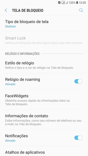 Pressione Tipo de bloqueio de tela. Pressione Tipo de bloqueio de tela.