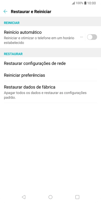 Pressione Restaurar dados de fábrica. Pressione Restaurar dados de fábrica.
