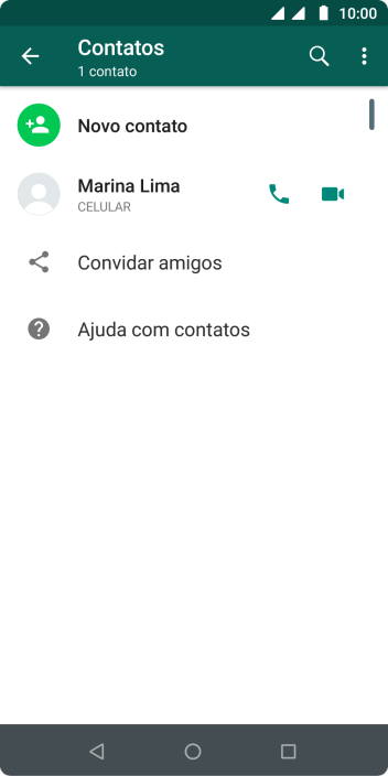 Pressione o ícone de busca, e digite as primeiras letras do nome do contato. Pressione o ícone de busca, e digite as primeiras letras do nome do contato.