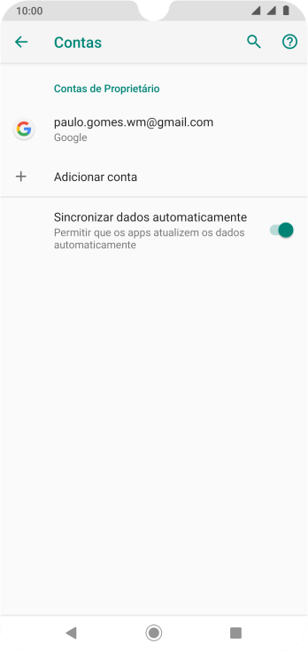 Pressione Adicionar conta. Pressione Adicionar conta.