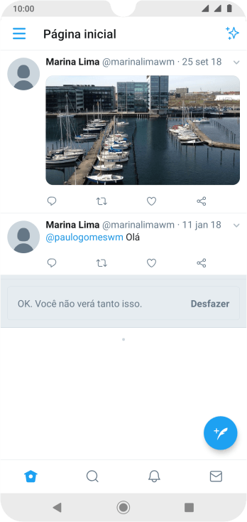 Pressione o ícone de novo tweet. Pressione o ícone de novo tweet.