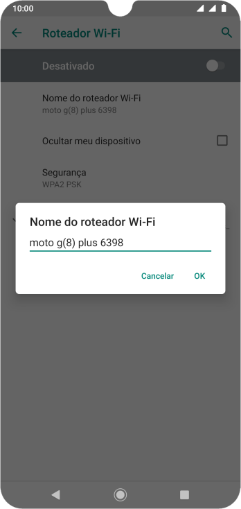 Digite o nome do Roteador Wi-Fi e pressione OK. Digite o nome do Roteador Wi-Fi e pressione OK.