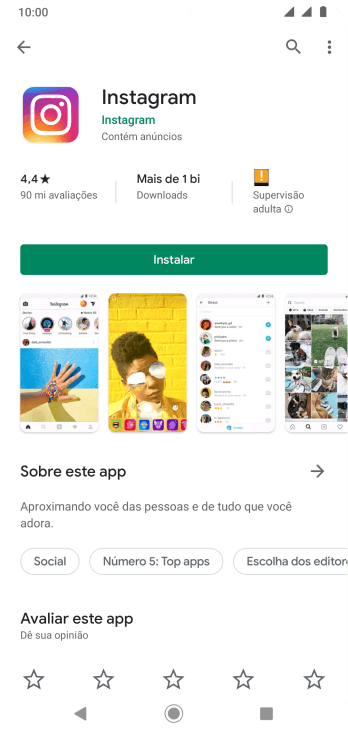 Pressione Instalar, e siga as indicações da tela para instalar o app. Pressione Instalar, e siga as indicações da tela para instalar o app.
