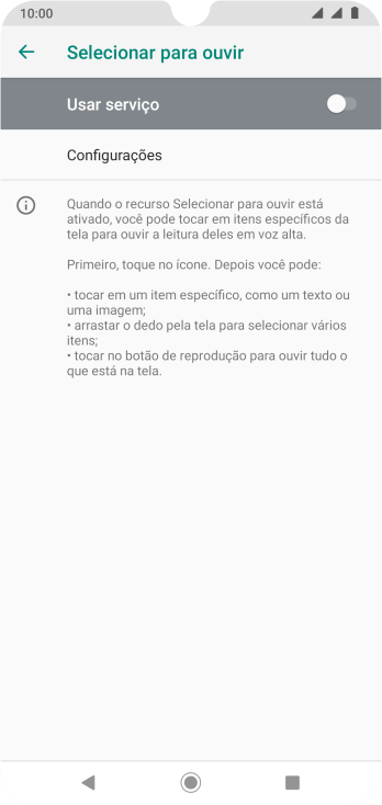 Pressione o indicador para ativar a função. Pressione o indicador para ativar a função.