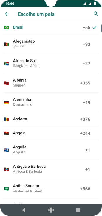 Pressione o país desejado. Pressione o país desejado.
