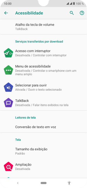 Pressione Conversão de texto em voz. Pressione Conversão de texto em voz.