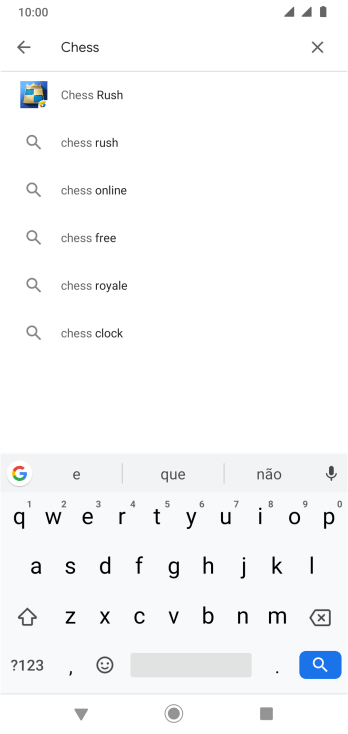 Insira o nome ou assunto do app desejado, e pressione o ícone de busca. Insira o nome ou assunto do app desejado, e pressione o ícone de busca.