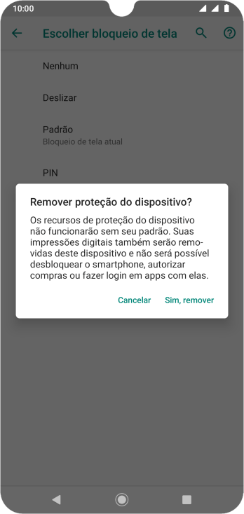 Pressione Sim, remover. Pressione Sim, remover.