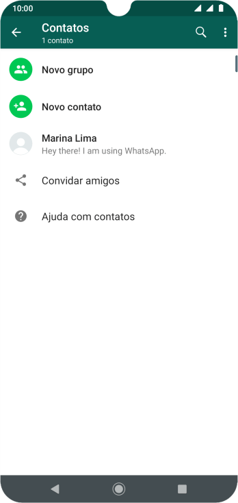 Pressione o ícone de busca, e digite as primeiras letras do nome do contato. Pressione o ícone de busca, e digite as primeiras letras do nome do contato.