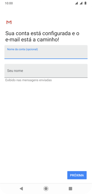 Pressione Seu nome, e digite o nome de remetente desejado. Pressione Seu nome, e digite o nome de remetente desejado.