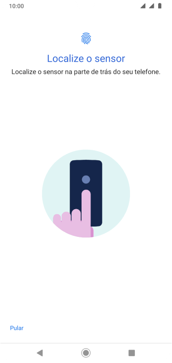 Siga as instruções na tela para configurar o código de bloqueio do celular com impressão digital. Siga as instruções na tela para configurar o código de bloqueio do celular com impressão digital.