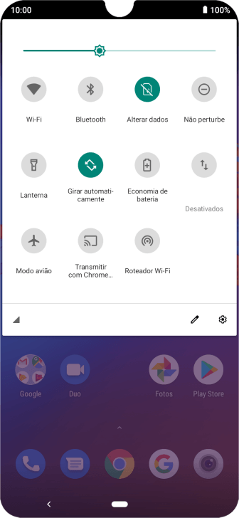 Pressione o ícone de configurações. Pressione o ícone de configurações.
