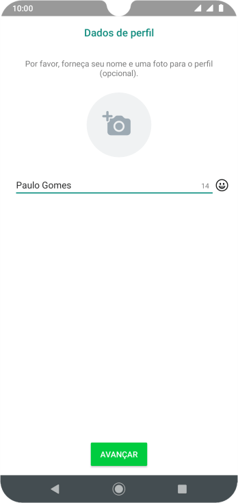 Digite o nome do usuário, e pressione AVANÇAR. Digite o nome do usuário, e pressione AVANÇAR.